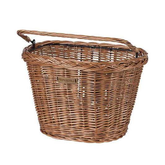 BASIL BREMEN WICKER KF FRONT BASKET, NATURAL BROWN