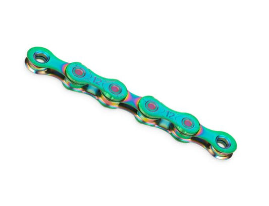 CHAIN KMC 'X12' 12SPD 1/2" x 11/128" AURORA GREEN (OIL SLICK) 126 LINKS